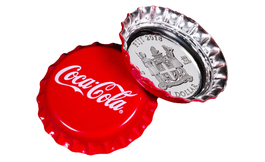 Coca Cola® 1 oz Silver Colorized Round Bottle Cap