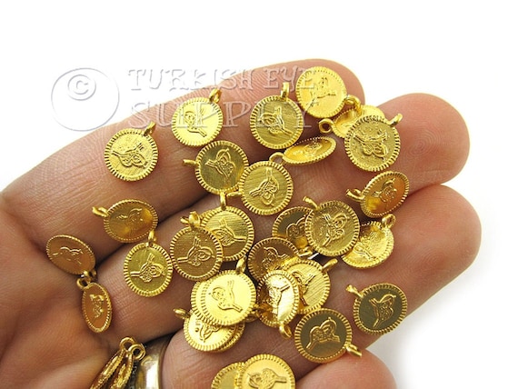 Tribal Turkish Zamak Vintage Engraved Round Dangle Earrings with Coins - Duel On Jewel