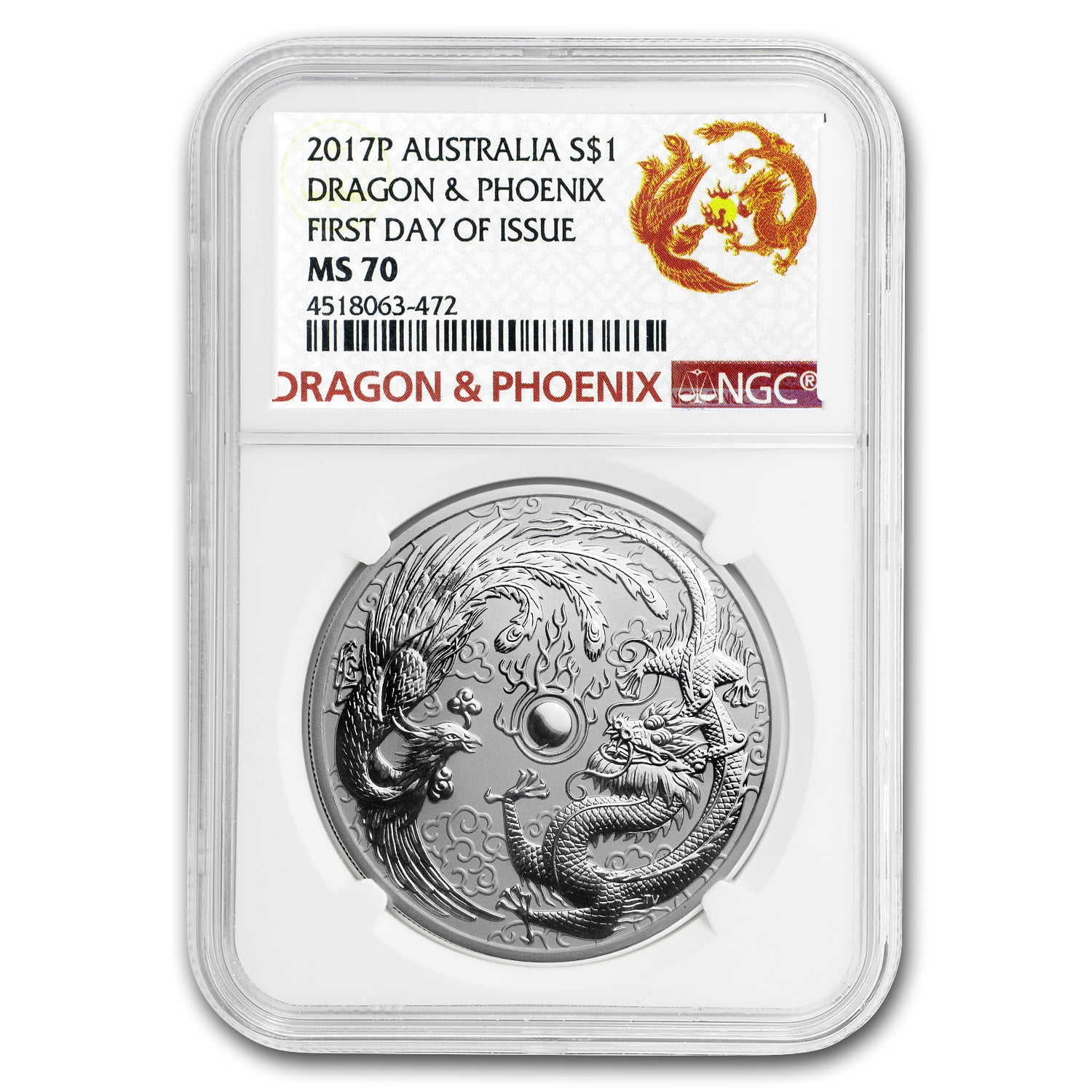 DRAGON & PHOENIX - 1 oz Pure Silver BU Coin in Capsule - Perth Mint - The Coin Shoppe