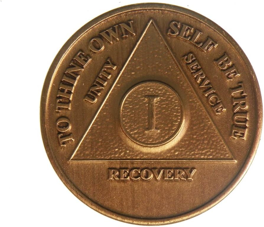 1 Year AA Medallion Token Alcoholics Anonymous Sobriety Chip One Year Sober Coin - Helia Beer Co