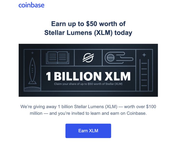 Coinbase Will Pay You $50 For Just Learning About Stellar XLM