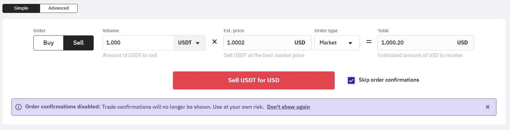 USDT to USD | Sell Tether USD in US Dollars | No KYC required