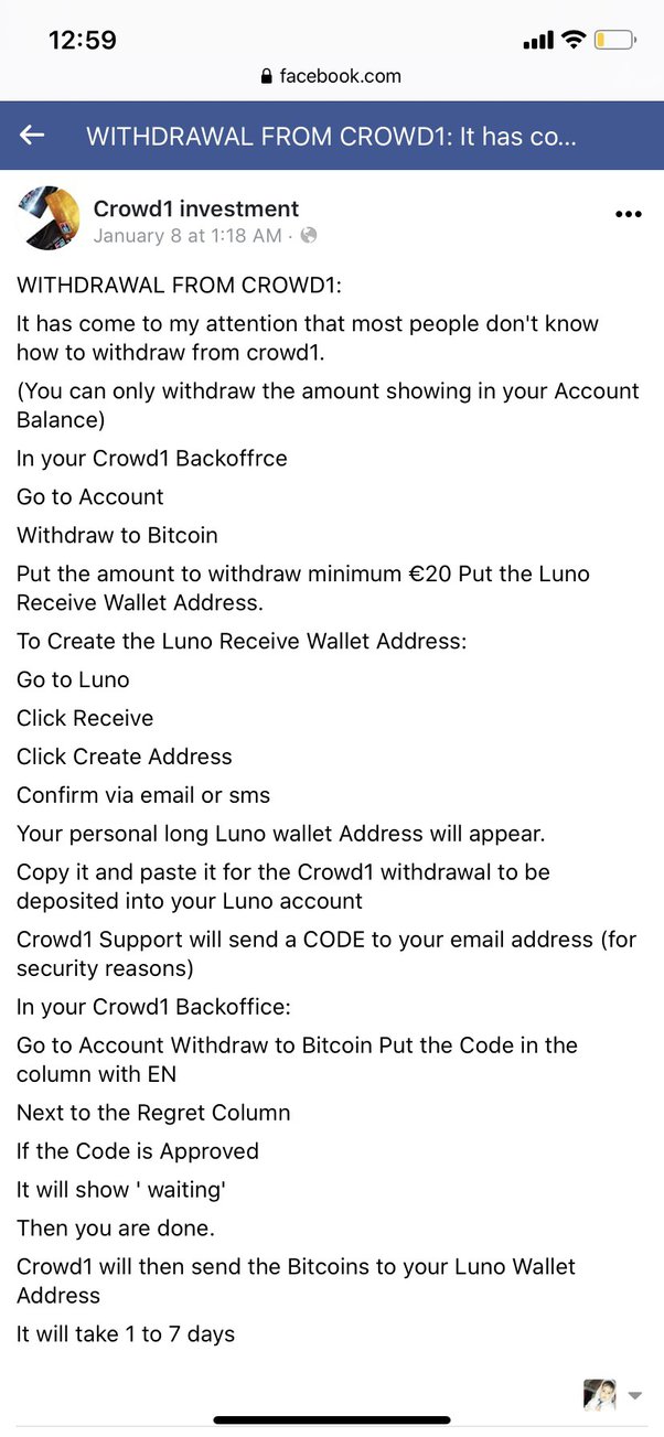 How to withdraw money from Crowd1 to Luno or Bitcoin - Timmy's Space 5 - Quora