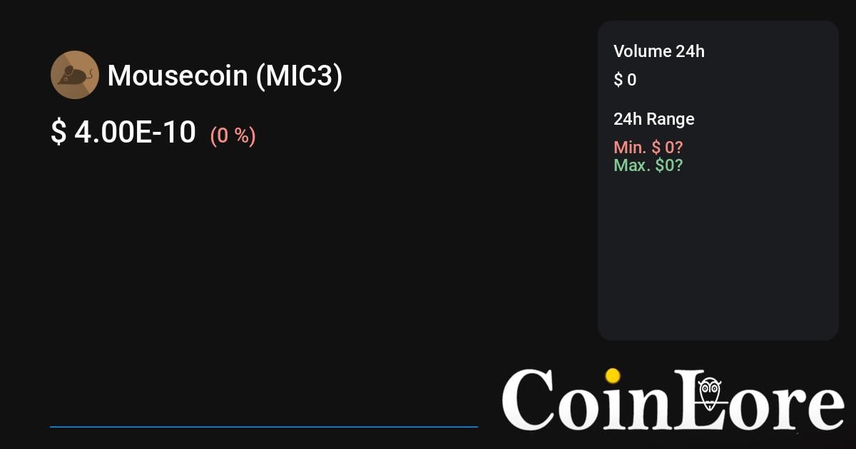 MouseCoin Price Today - MIC3 Price Chart & Market Cap | CoinCodex