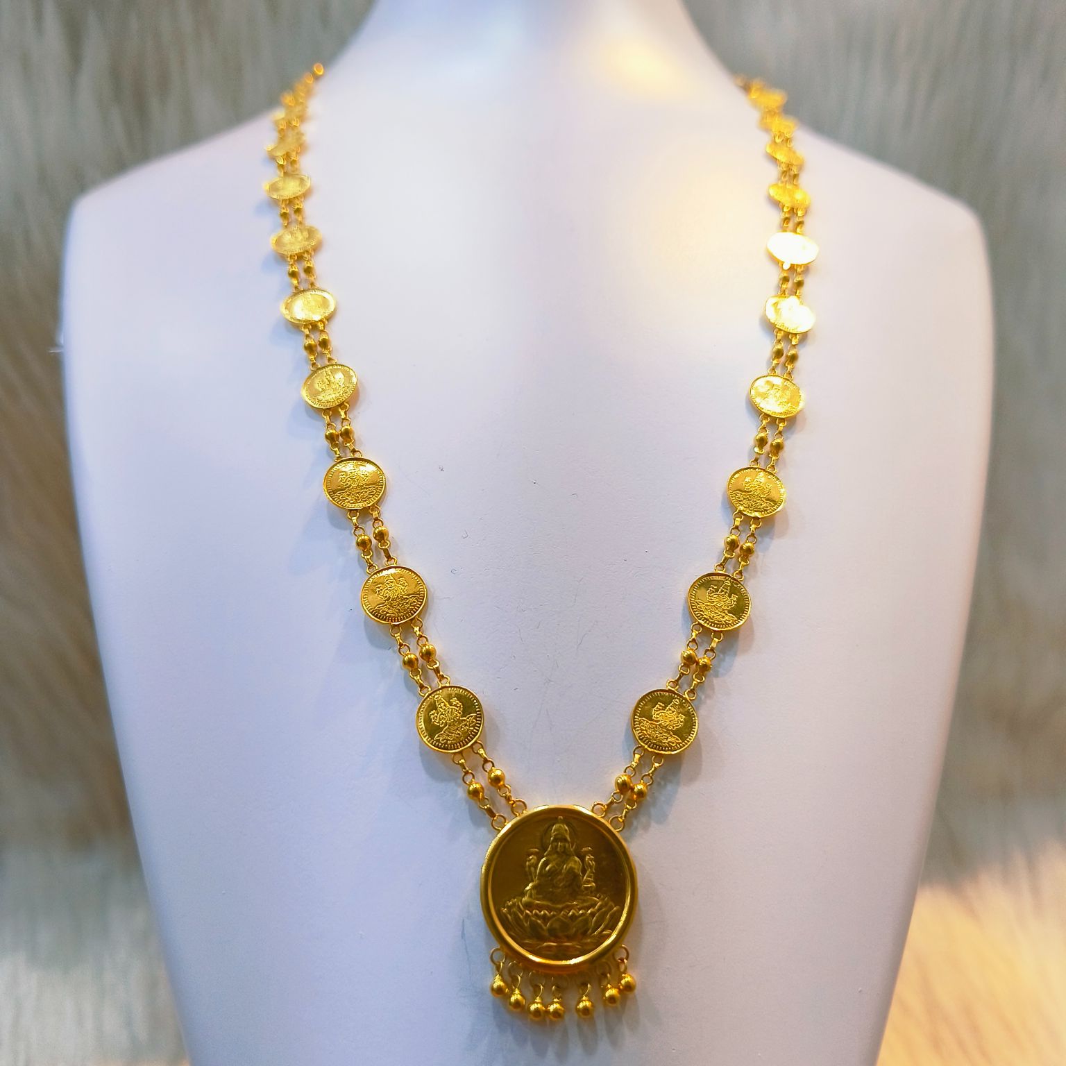 Lakshmi Coin Design Gold Necklace For Traditional Wear NCKN