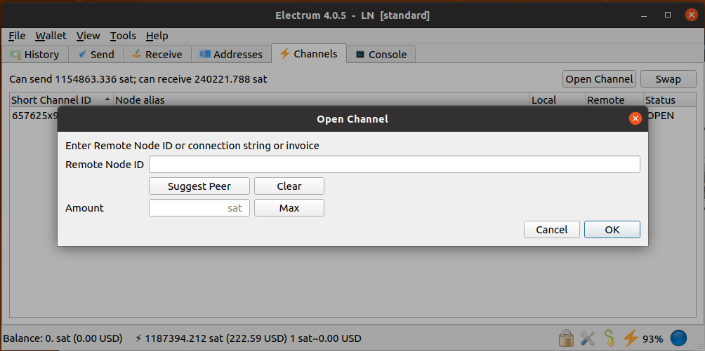 Lightning Implementation in Electrum