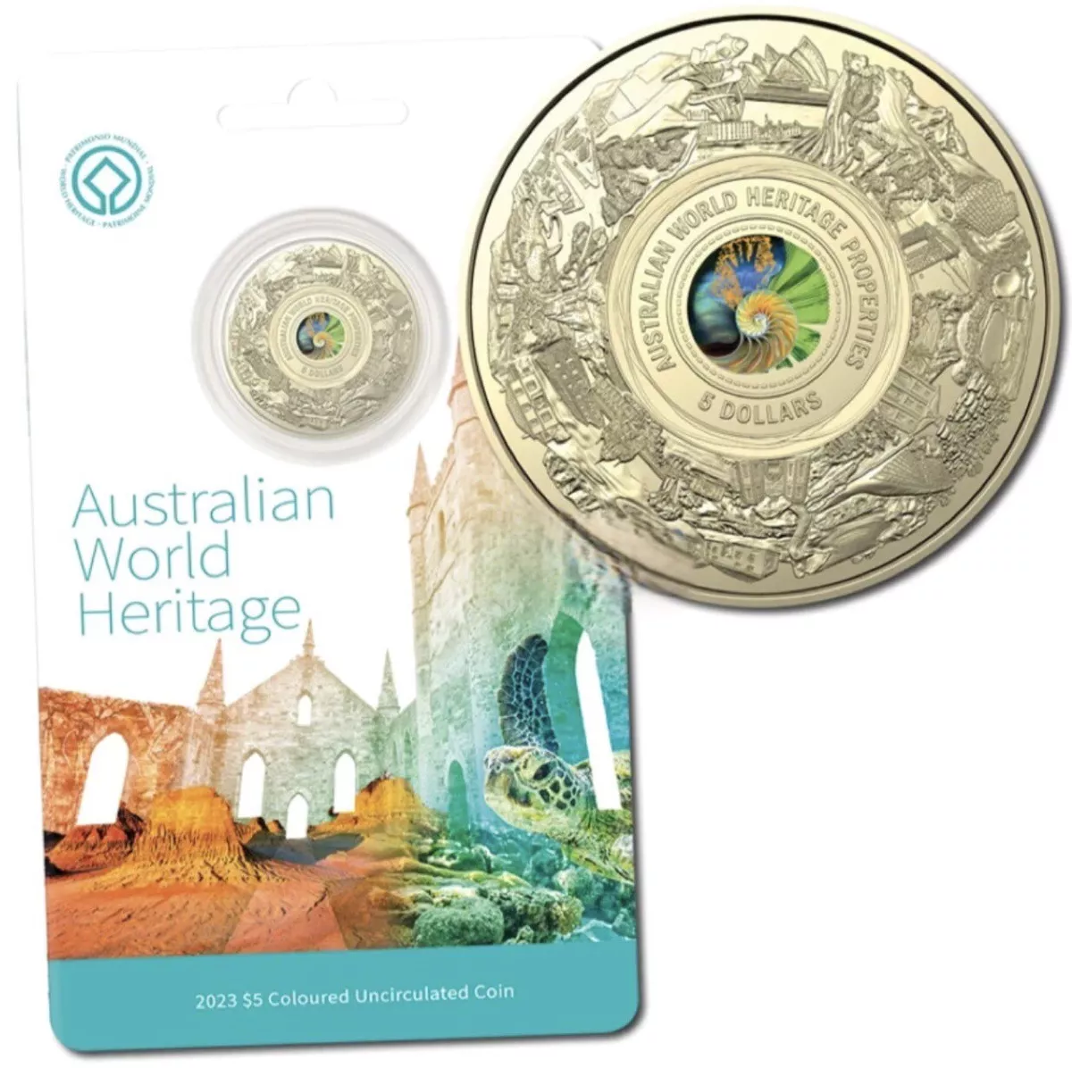 $5 Australian World Heritage Properties Coloured Frosted Unc Coin | Direct Coins