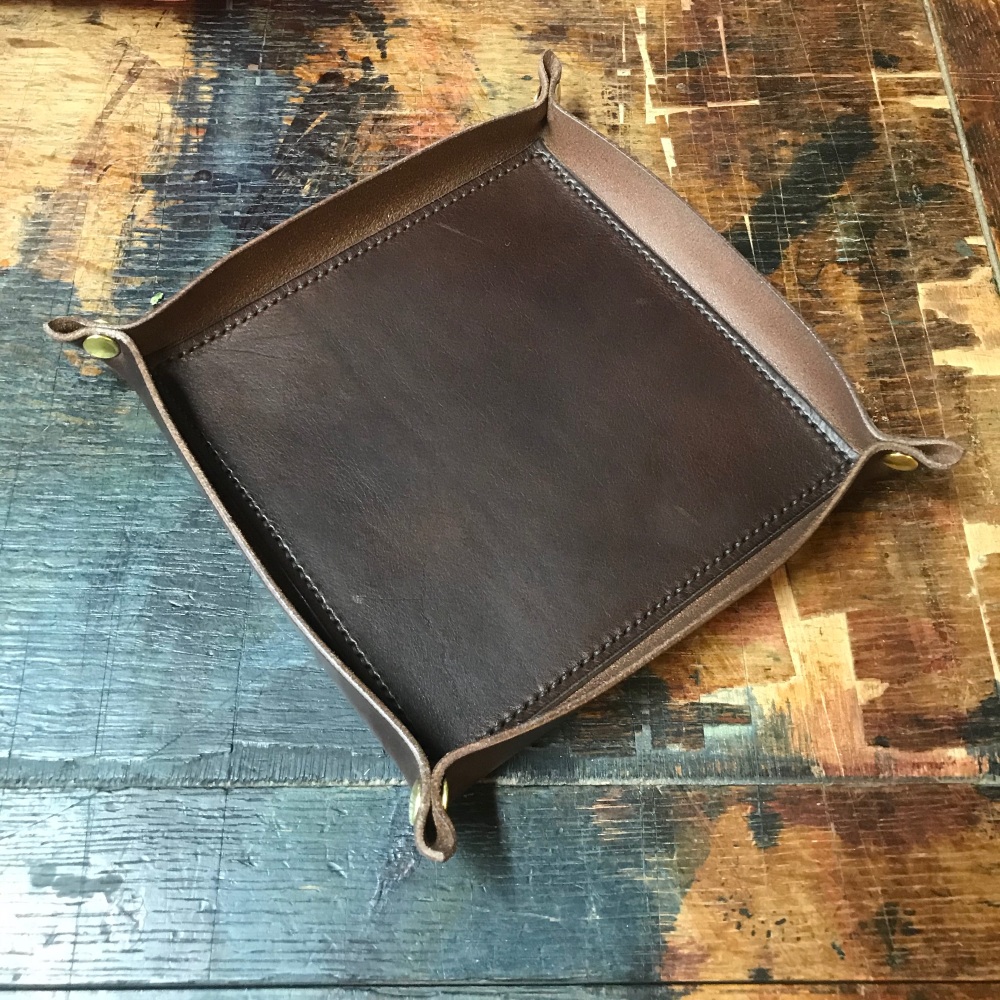 Ashwood Leather Coin Tray Brown: GS