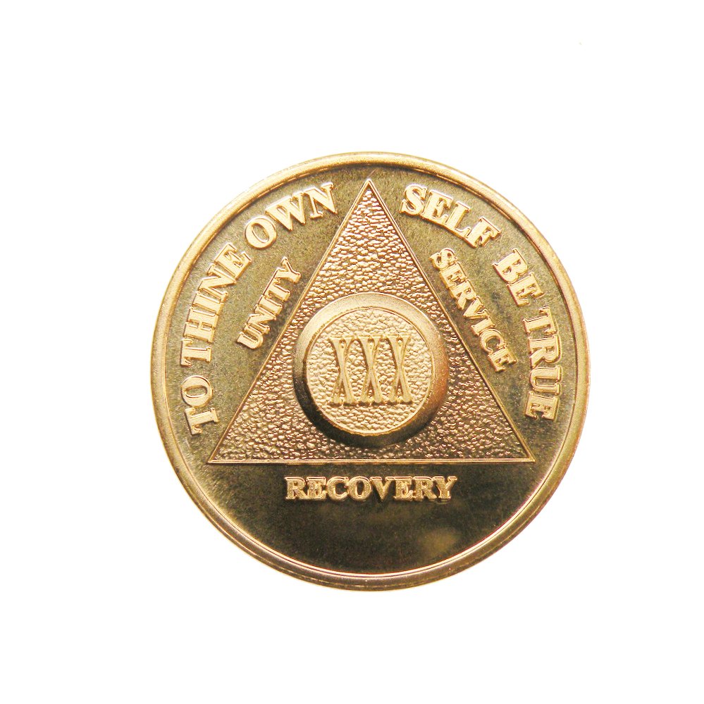 24K Gold & Sterling Silver 5 Year AA Medallion - Bi-Plate Fancy Chip — AA Medallion Store