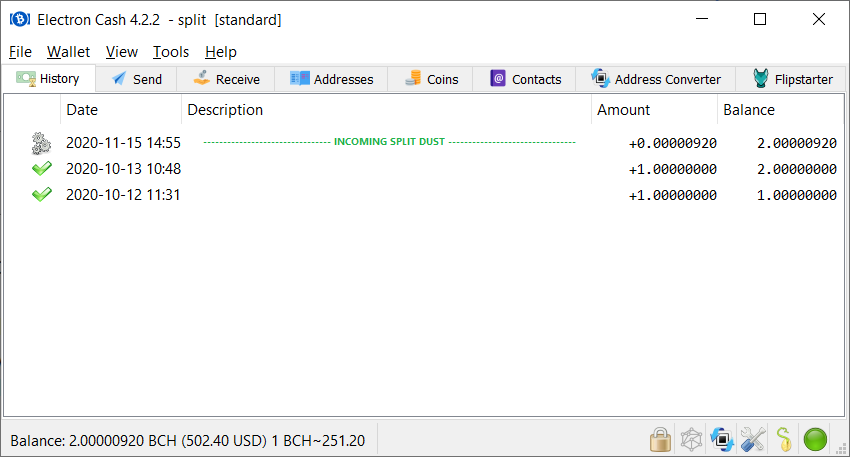 Brief guide for splitting BCH-ABC* coins on Electron Cash + - Wallets - Bitcoin Cash Research