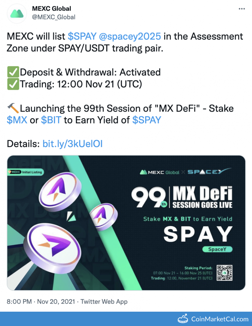 Smart Payment (SPAY) live coin price, charts, markets & liquidity