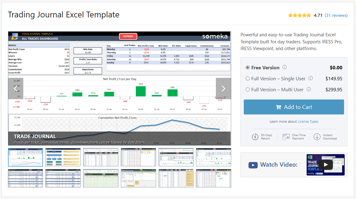 Free Trading Journal - Excel & Google Sheets Download