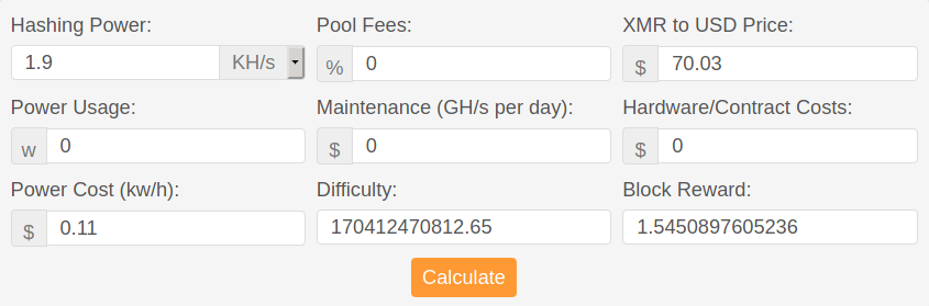 Monero Mining Calculators