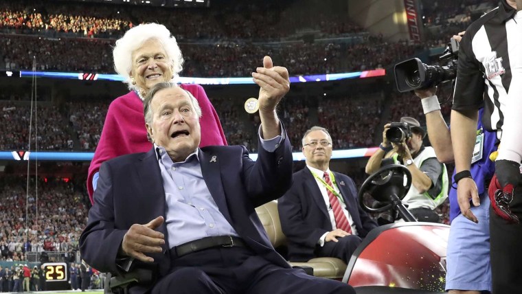 Super Bowl George H.W. Bush coin toss photos