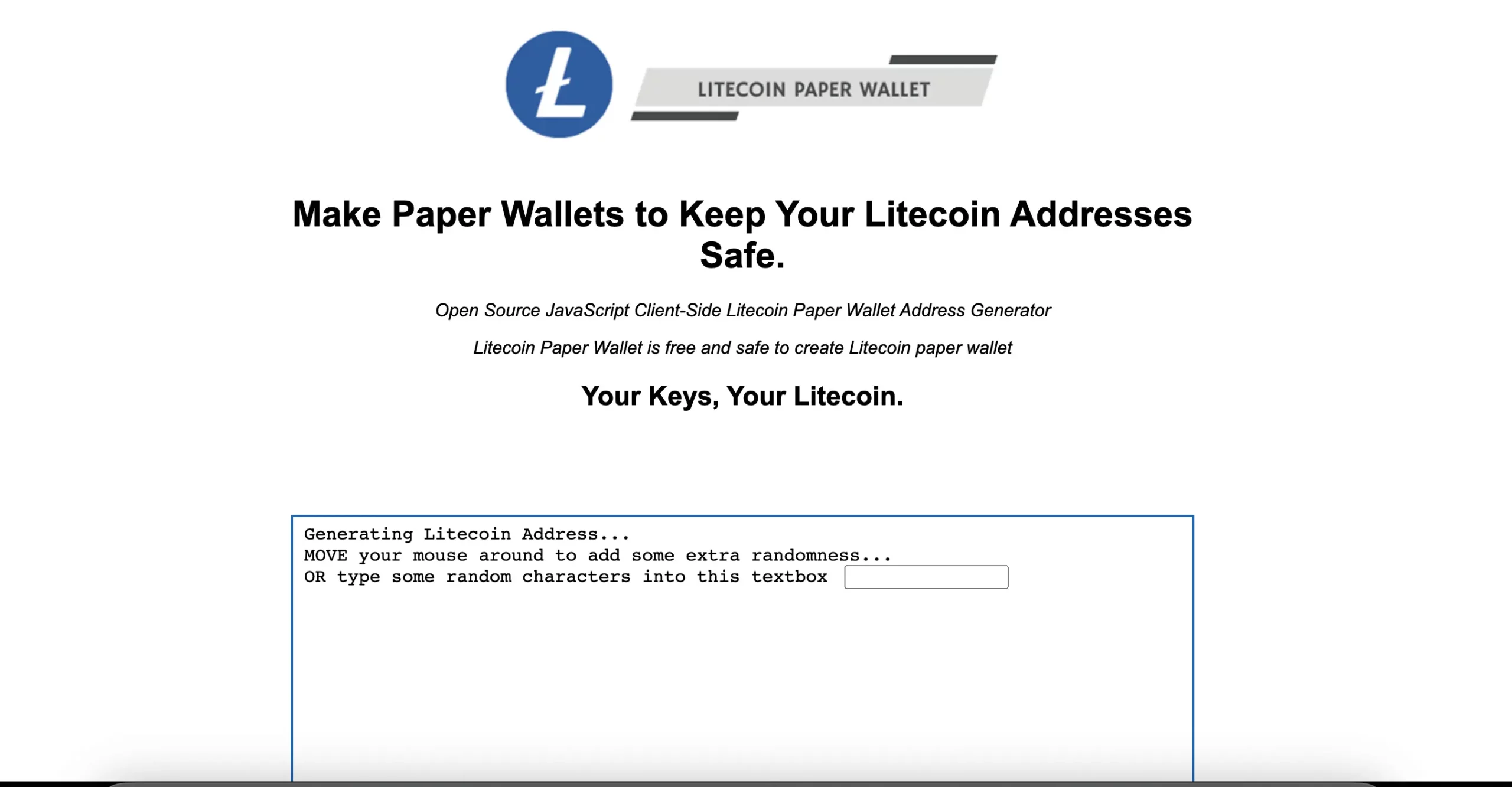 LiteCoin Paper Wallet Generator - Create Paper Wallet for Free