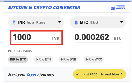 Convert Bitcoin to Indian Rupee | BTC to INR currency converter - Valuta EX