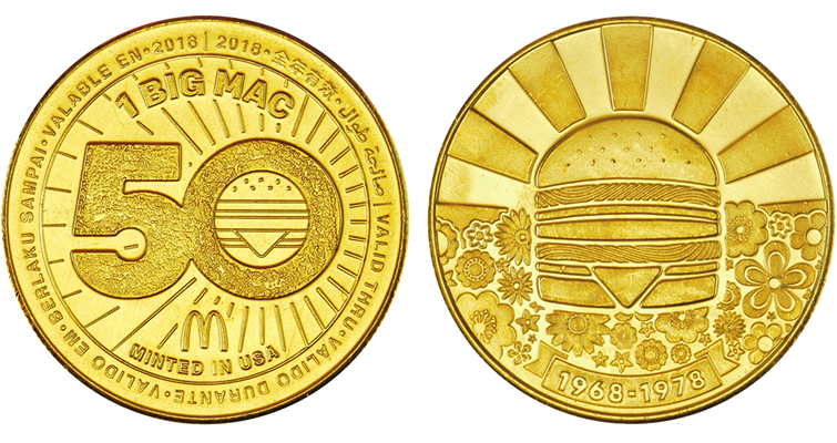 MCDONALD’S ISSUES 50TH ANNIVERSARY BIG MAC COINS