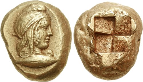 Mysia, Kyzikos, gorgon hekte | GREEK GOLD and ELECTRUM | Ancient Coins | Edward J. Waddell, Ltd.