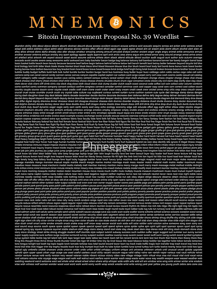 Bip39 Wordlist In English Printable - One Page Pdf - Coinplate