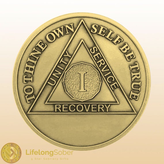 AA Medallion Year 1 - 65 Bronze Traditional Raised Center Sobriety Chi – RecoveryChip