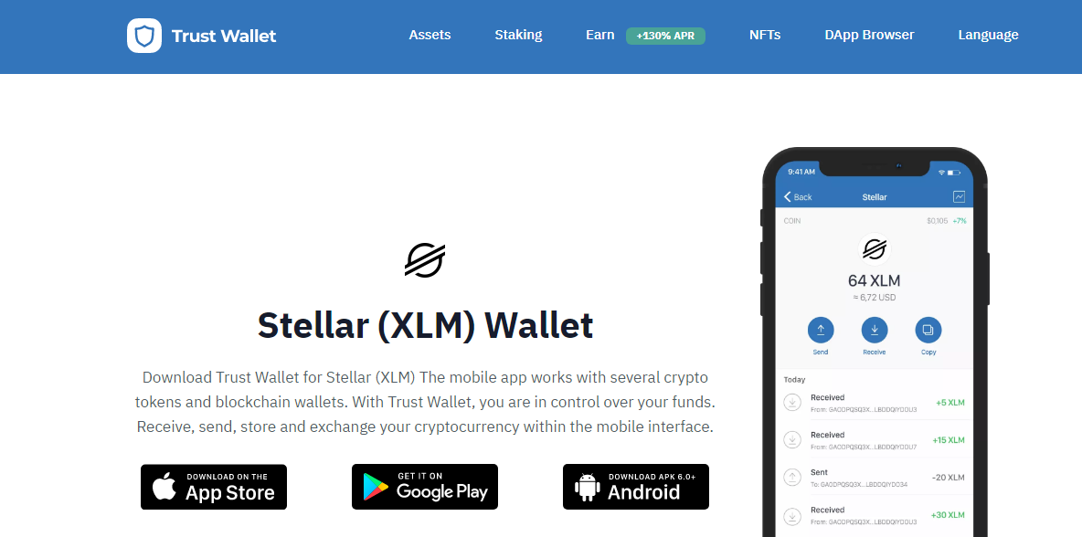 Stellar Wallet (XLM) | Secure XLM Wallet | Trust Wallet | Trust