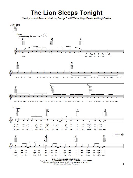 Lion Sleeps Tonight Chords by The Tokens | Songsterr Tabs with Rhythm