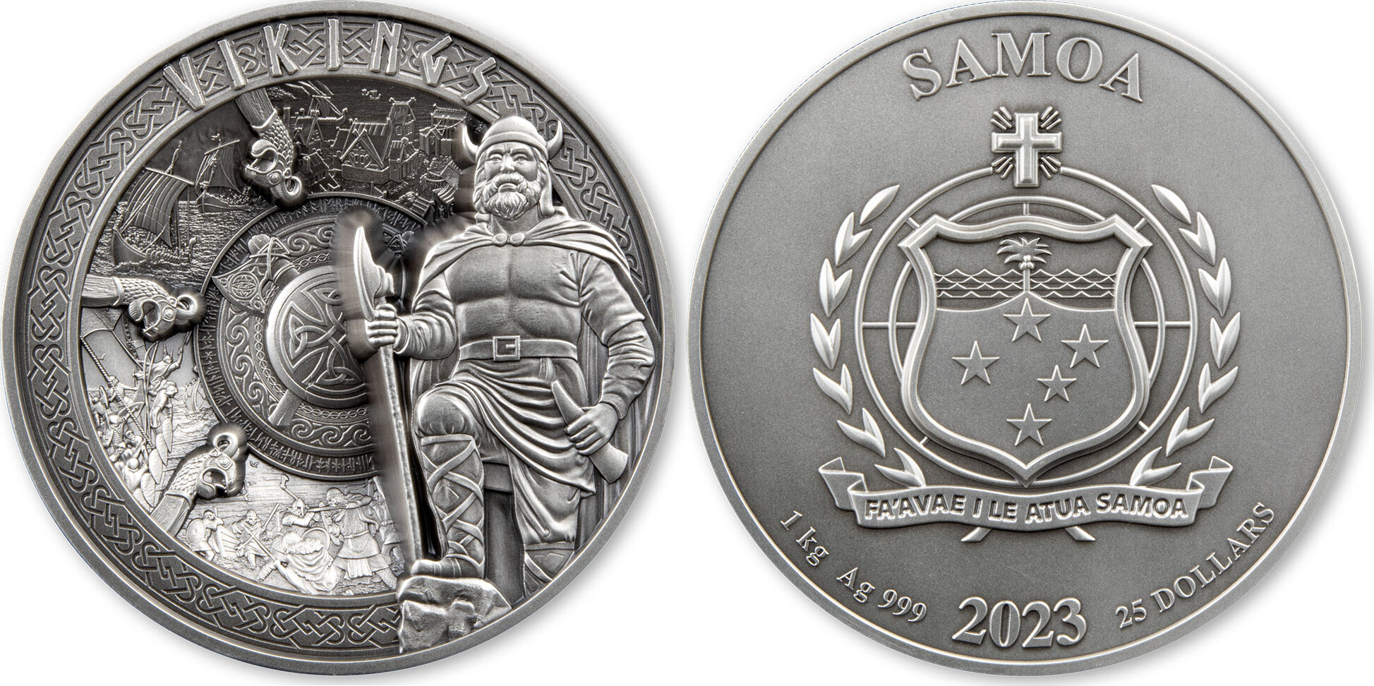 BULLION GIANTS Mastersize 1 Kg Kilo Silver Coin 25$ Samoa 