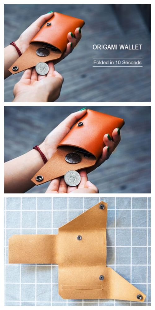 FREE Leather DIY Wallet Pattern - No Sew Triangular Coin Pouch - Creative Fashion Blog