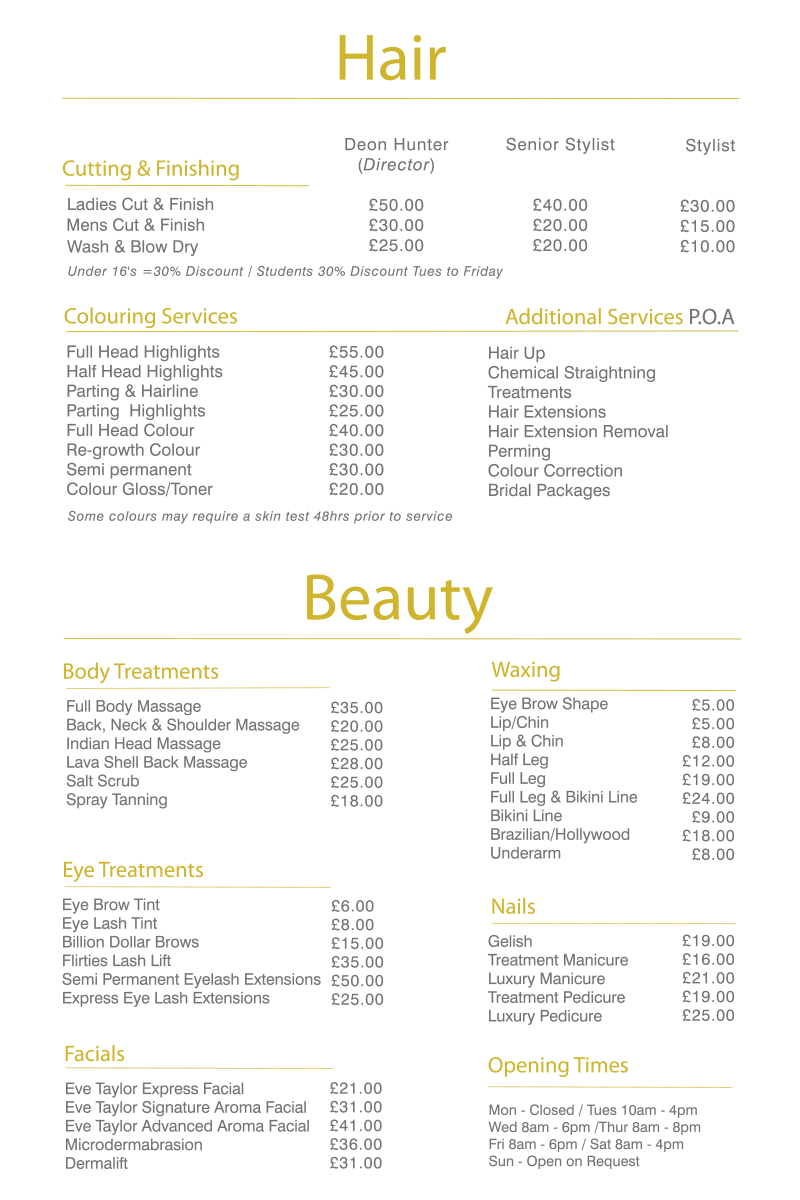 Belle Eve Competitive and Cost Effective Hair Salon Prices