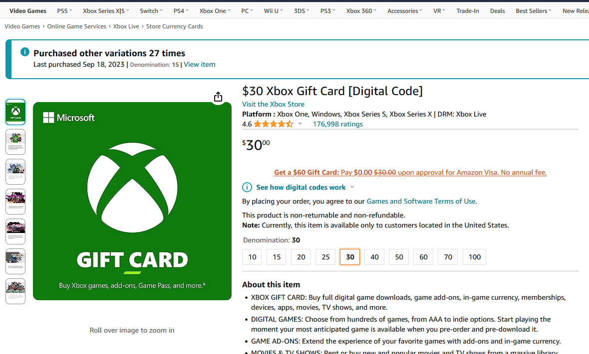 Xbox gift cards are 10 percent off at Amazon right now