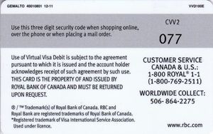 rbc virtual visa debit not registering - Community