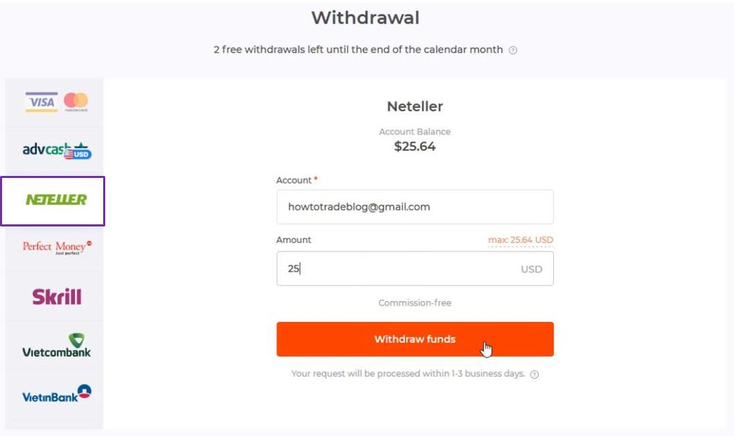 Crypto withdrawals - NETELLER