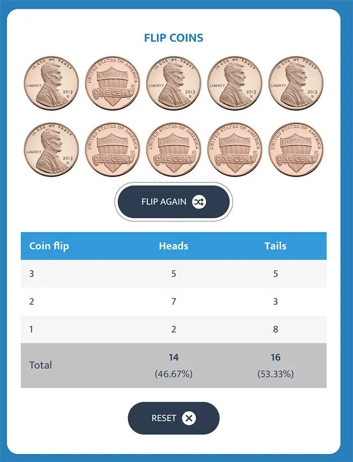 Flip a Coin Online Game | Toss coin 1/10/ times