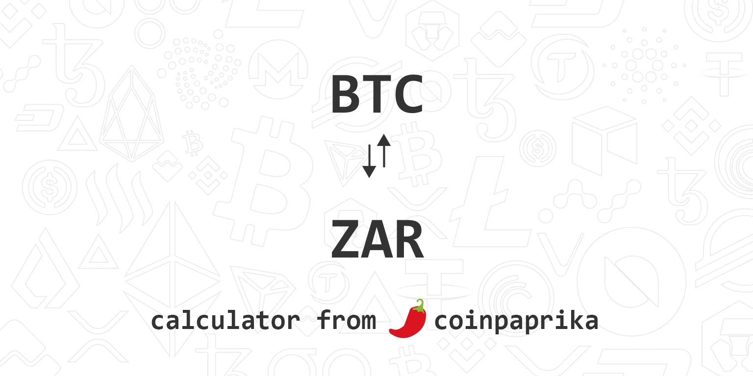 Convert 1 BTC to ZAR - Bitcoin to ZAR Tokenized Currency Converter | CoinCodex