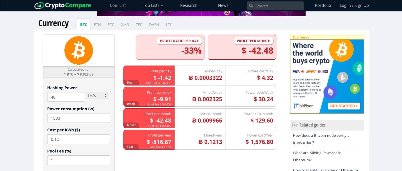 WhatToMine - Crypto coins mining profit calculator compared to Ethereum Classic