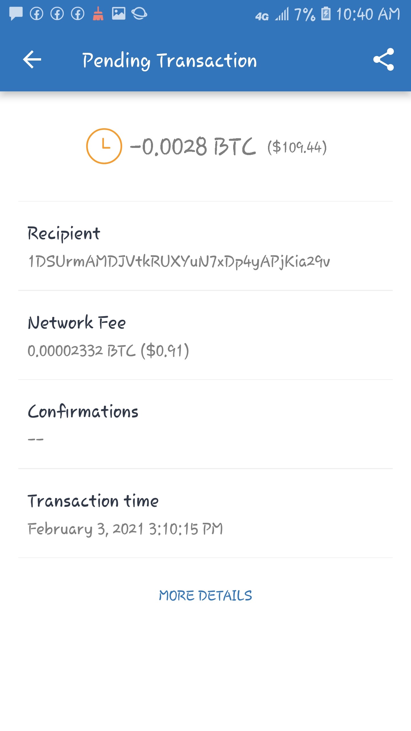 Bitcoin transaction has been pending since two days now - English - Trust Wallet