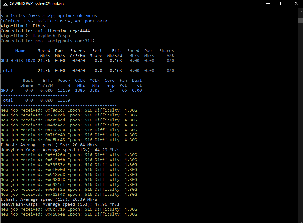 Rig advanced- dual mining ETHF + KAS, NEOXA, ETC, FLUX - MinandoVoy