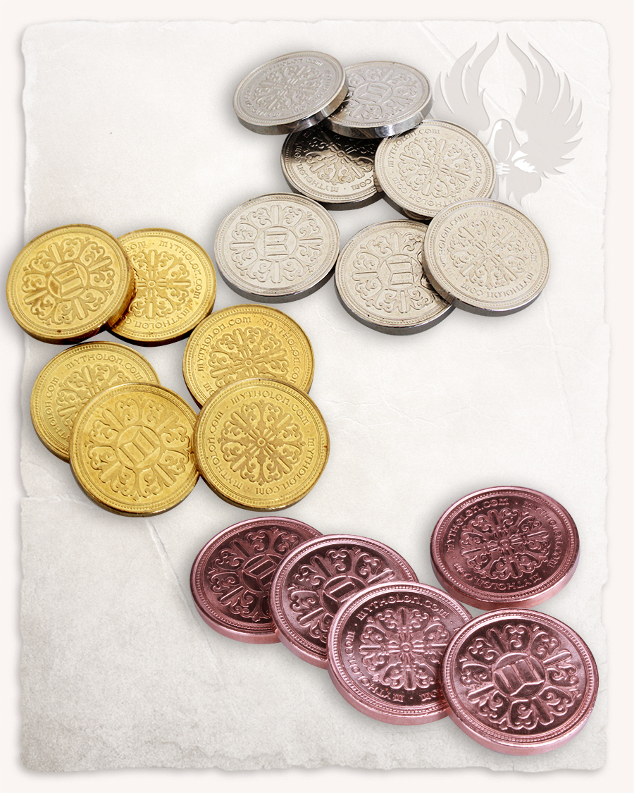 Coins - Golden Dragon - Rustic Metal Coins - LARP, Cosplay & Theatre