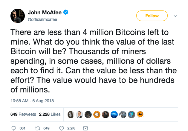 John McAfee Calls Bitcoin (BTC) 'Worthless,' Shows Support for These Three Cryptocurrencies