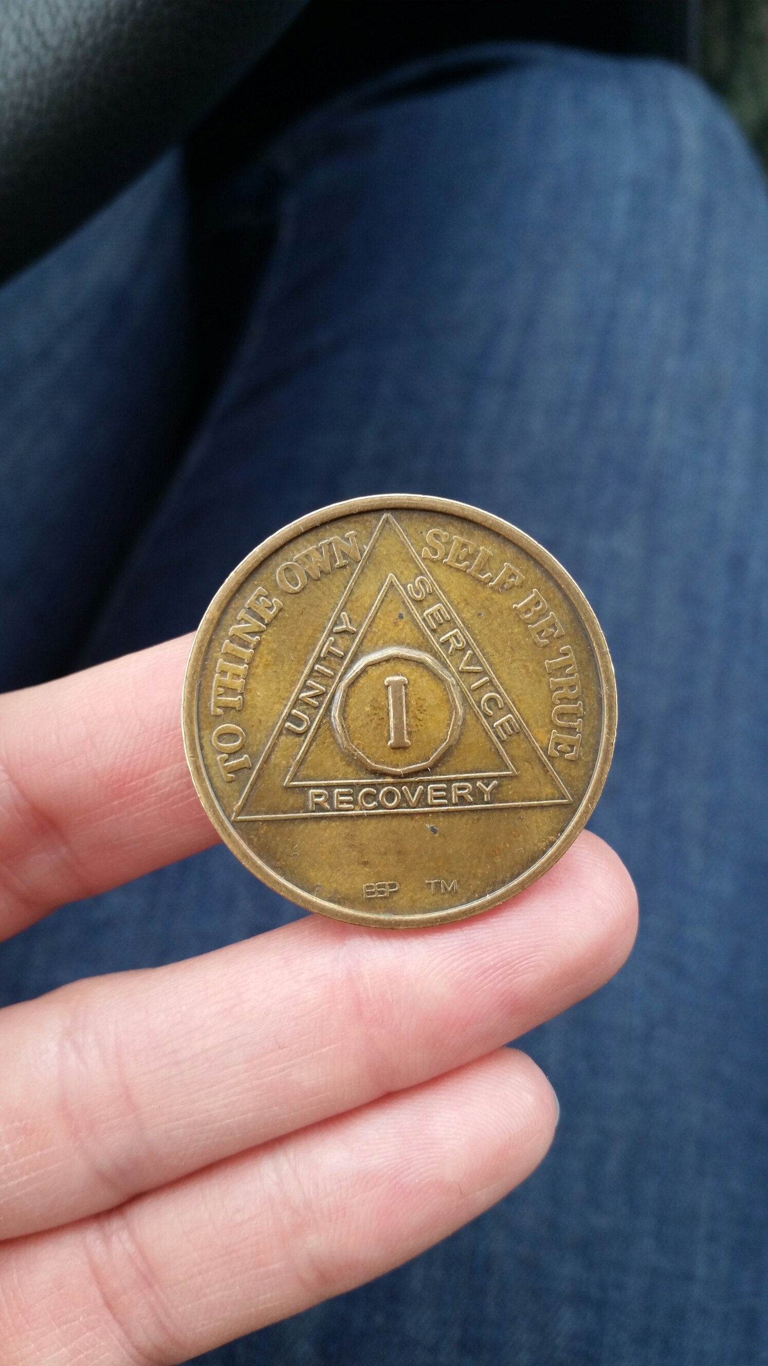 AA Medallion Year 1 - 65 Bronze Traditional Raised Center Sobriety Chi – RecoveryChip