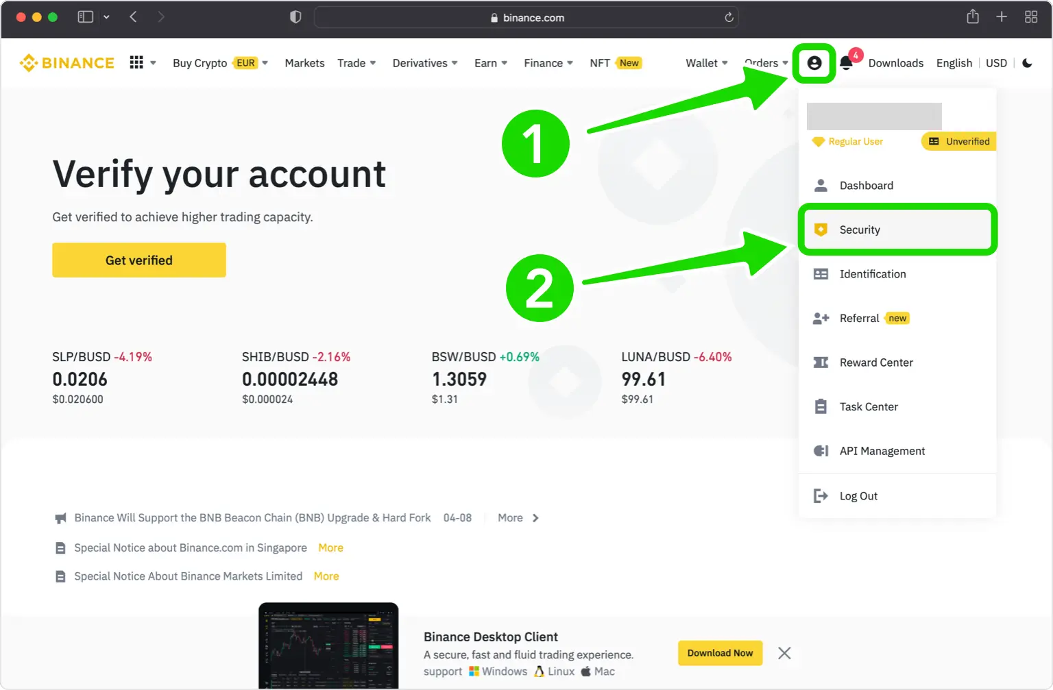 How to enable Two-Factor Authentication (2FA) for Binance