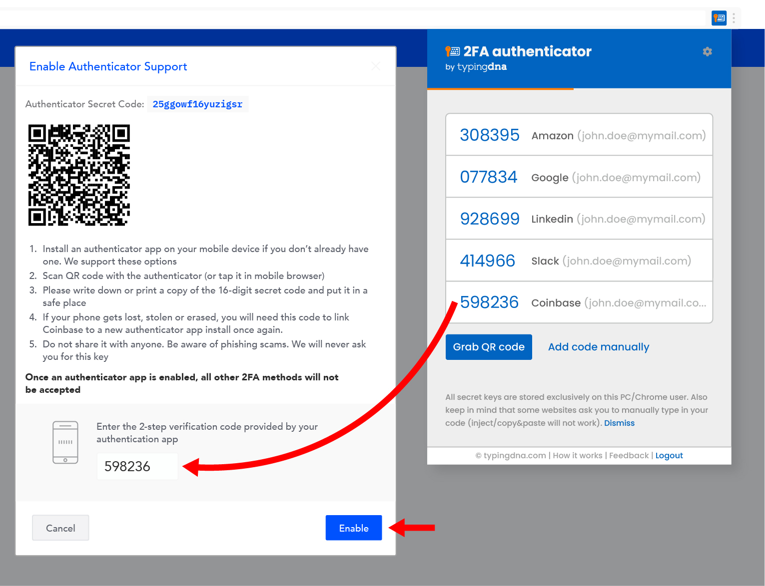 How to enable 2-step verification for Coinbase