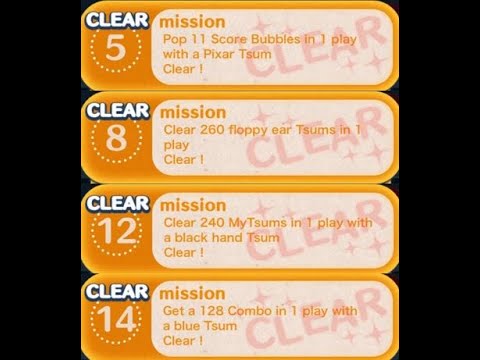 Tsum Tsum Mobile Game Bingo Card 5 Missions at Tsum Tsum Central