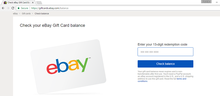 How do I check my eBay card balance