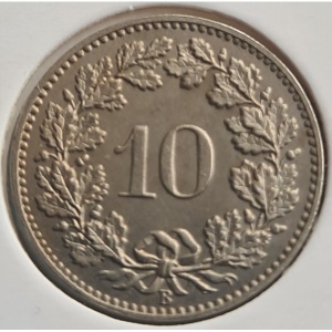 10 Rappen (Libertas; copper-nickel) - Switzerland (date) – Numista