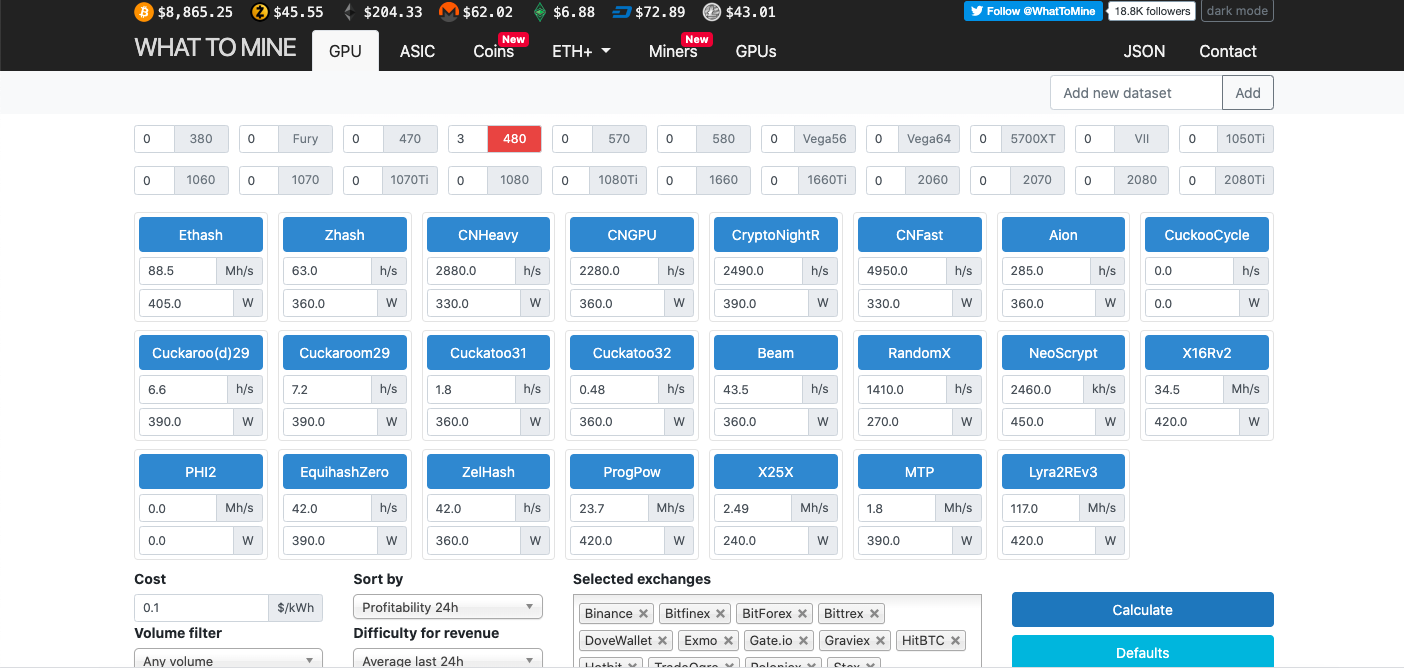 Ravencoin (RVN) mining calculator