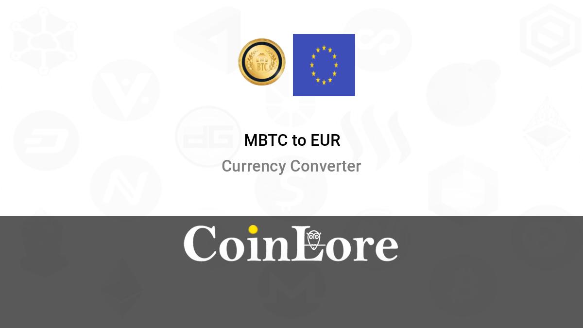 Convert EUR to BTC - Euro to Bitcoin Converter | CoinCodex