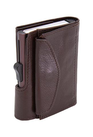 C-Secure XL Aluminum Wallet with Genuine Leather and Coins Pocket - Blush/Saffron | Wallets Online