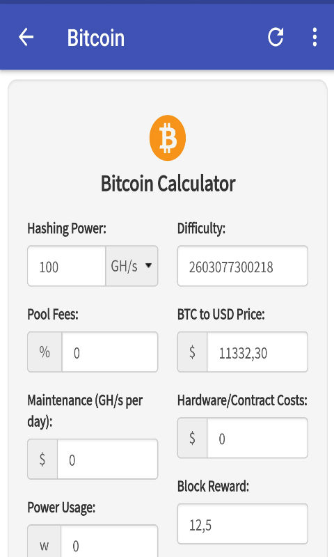 Bitcoin Mining Calculator - My Crypto Buddy