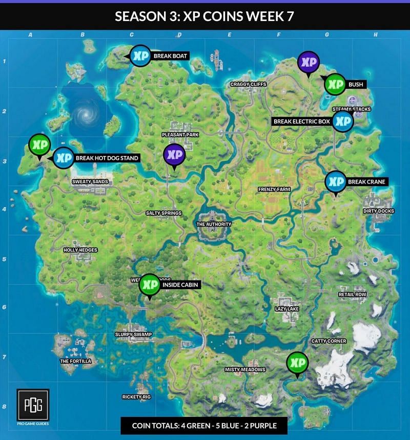 Fortnite: All Season 5 Week 7 XP Coin Locations